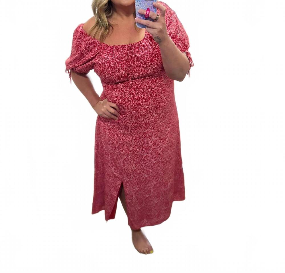 NEW MIKAROSE women's boho midi dress in red